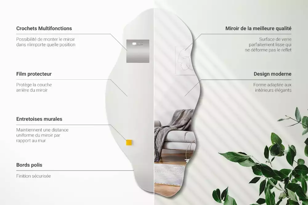 Espelho assimétrico decoração de parede original