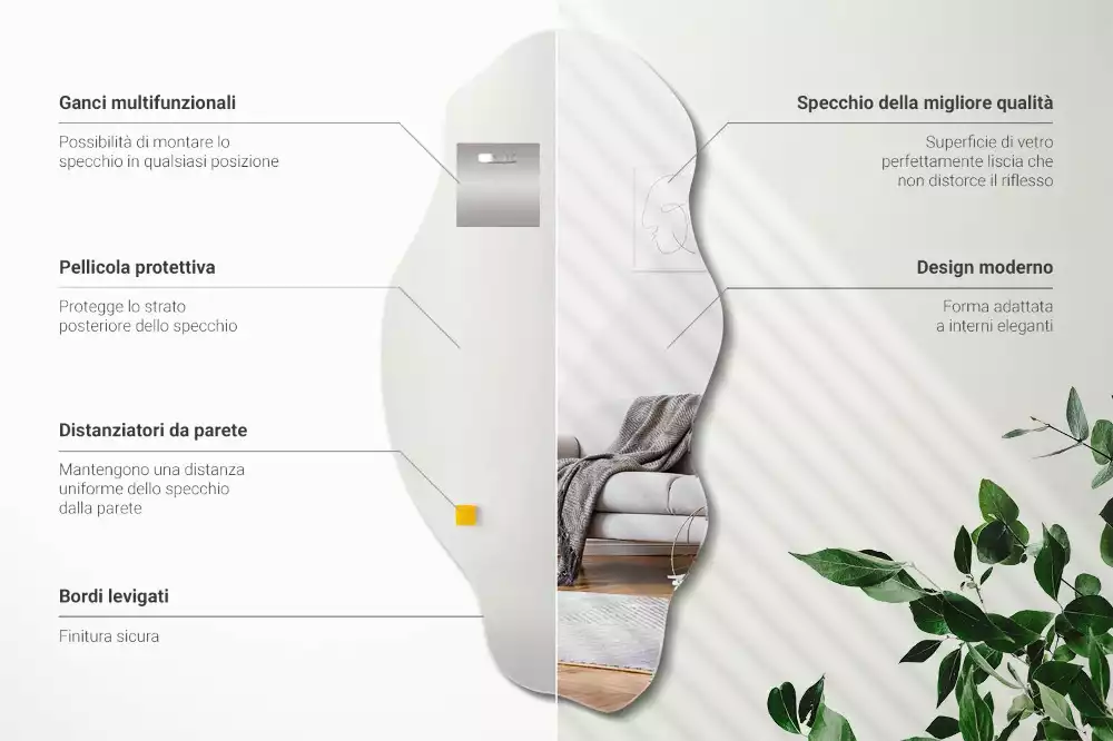 Espelho assimétrico decoração de parede original