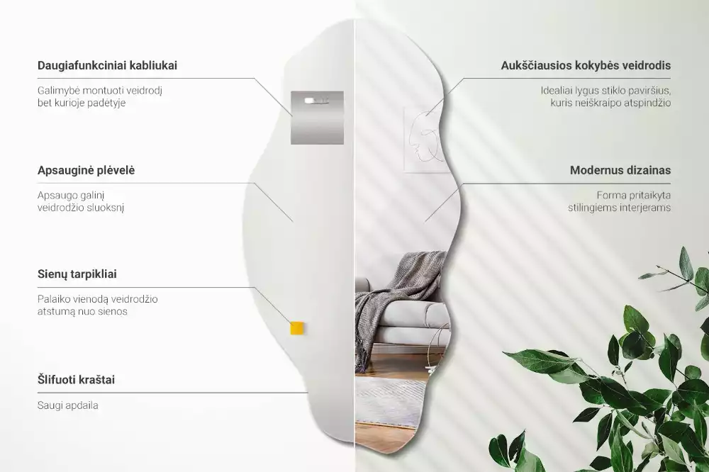 Espelho assimétrico decoração de parede original