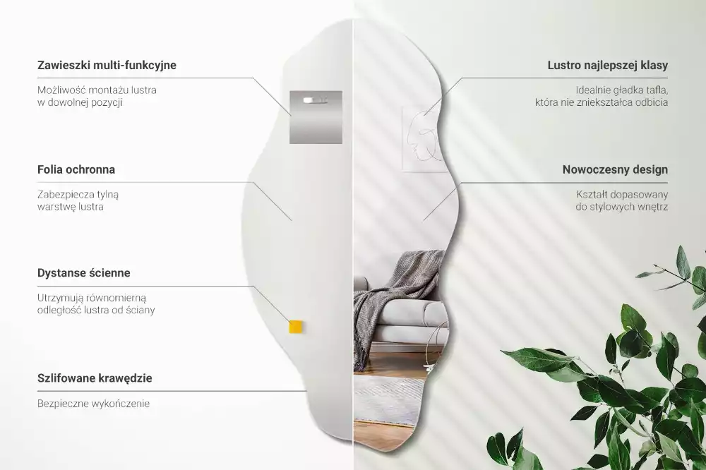 Espelho assimétrico decoração de parede original