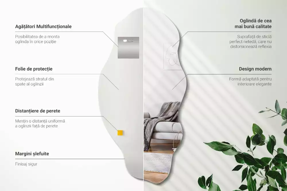 Espelho assimétrico decoração de parede original