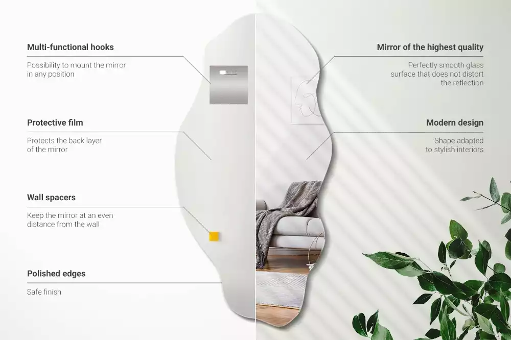 Espelho assimétrico decoração de parede original