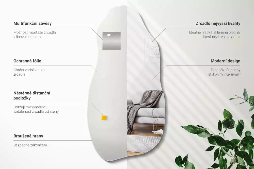 Espelho orgânico mancha pendurada