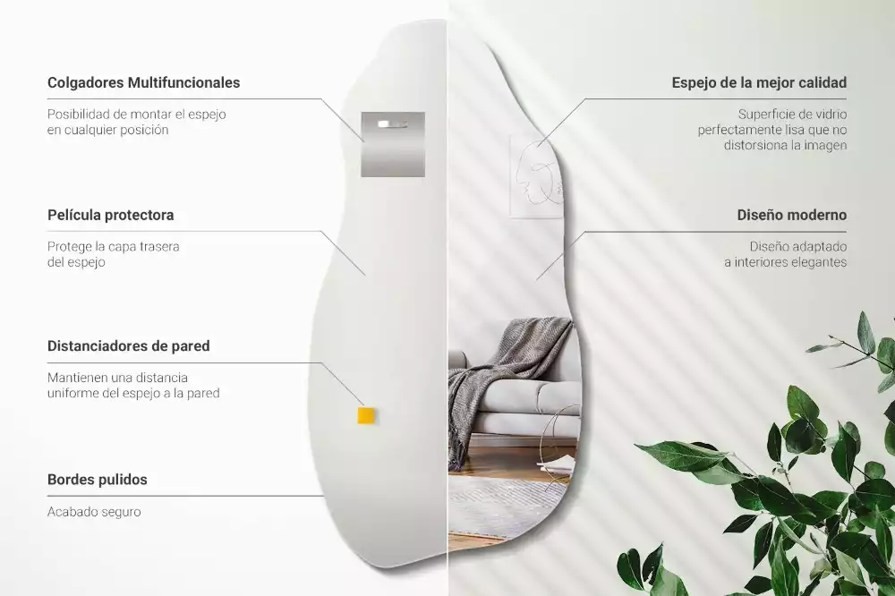 Espelho orgânico mancha pendurada