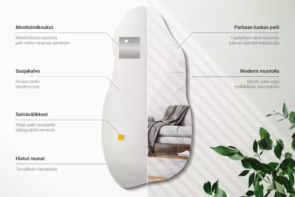 Espelho orgânico mancha pendurada