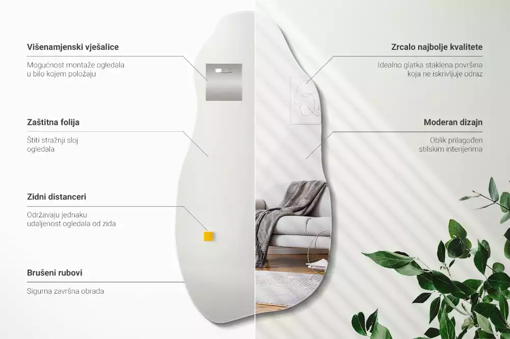 Espelho orgânico mancha pendurada