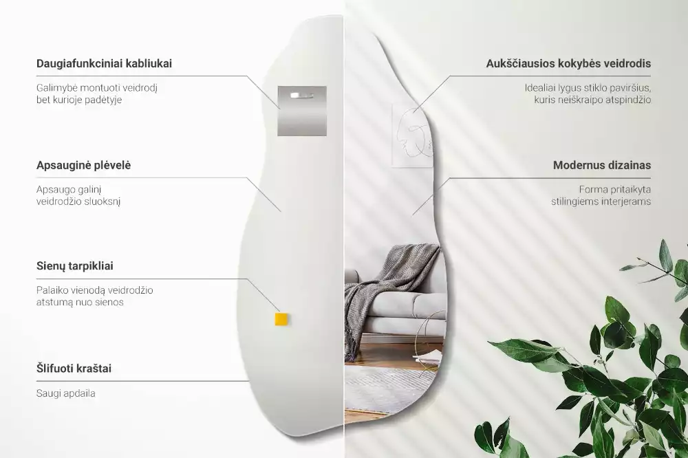 Espelho orgânico mancha pendurada