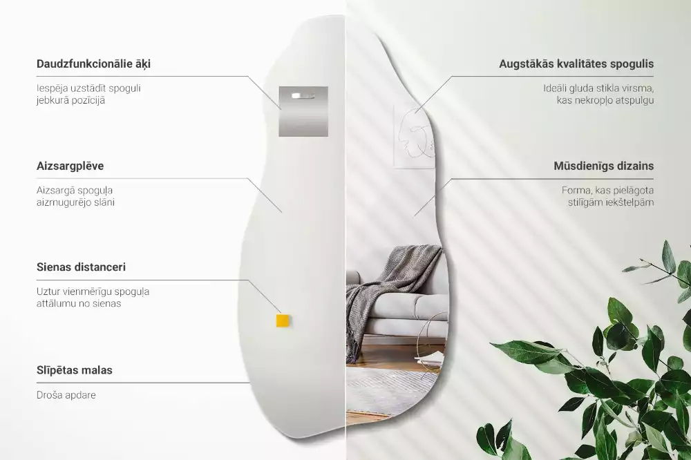 Espelho orgânico mancha pendurada