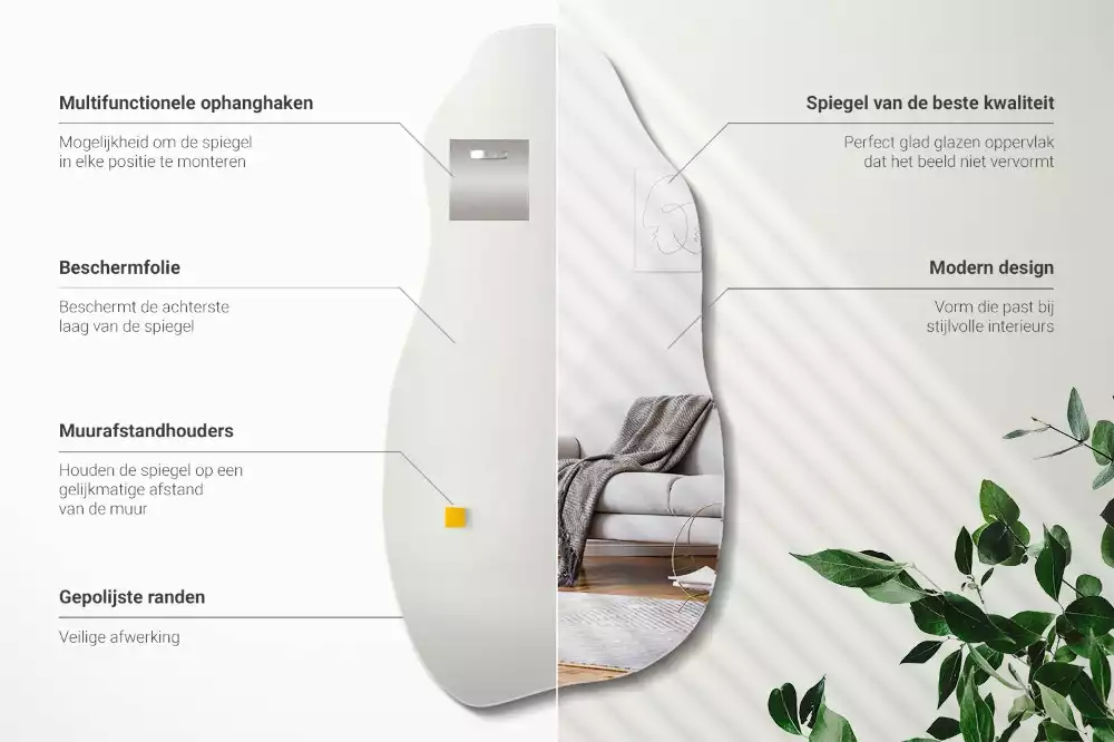 Espelho orgânico mancha pendurada