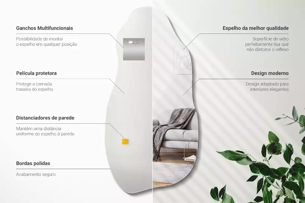 Espelho orgânico mancha pendurada