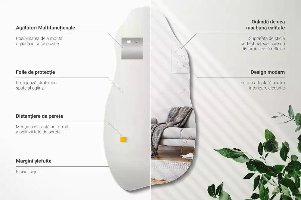 Espelho orgânico mancha pendurada