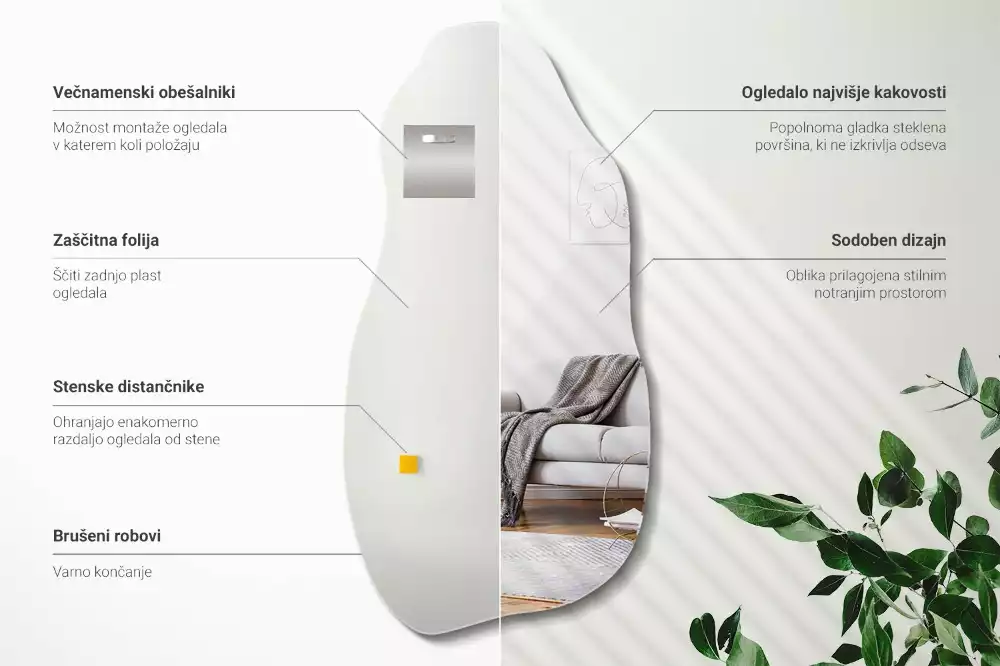 Espelho orgânico mancha pendurada