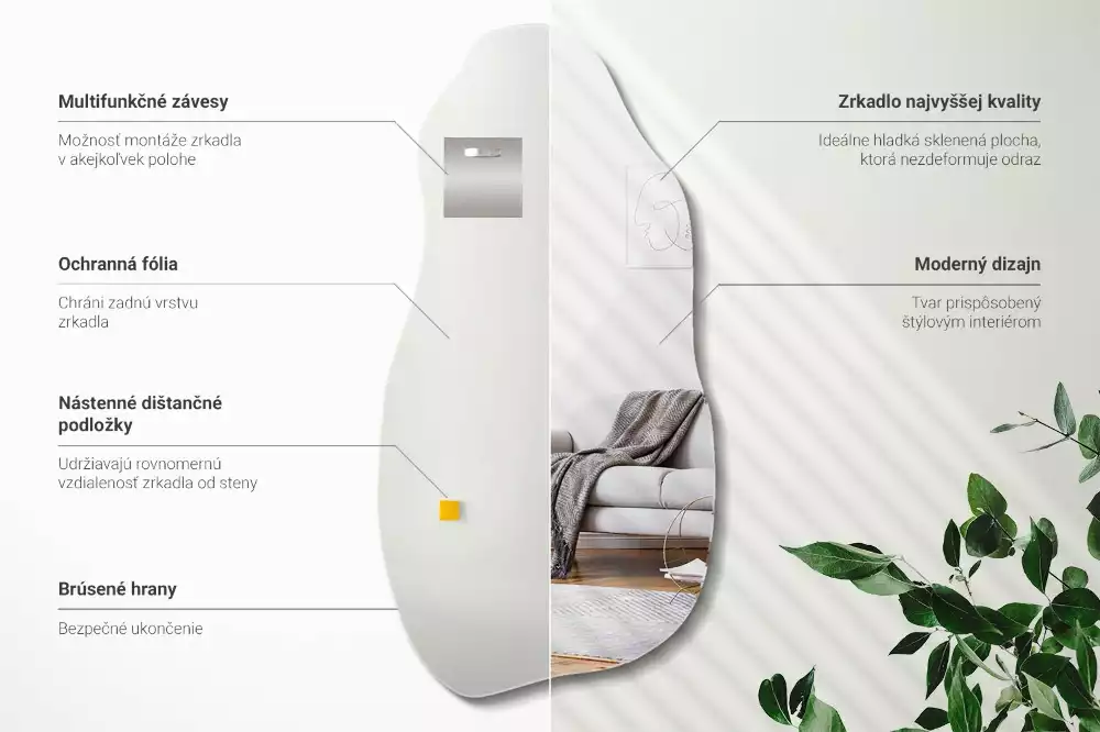 Espelho orgânico mancha pendurada