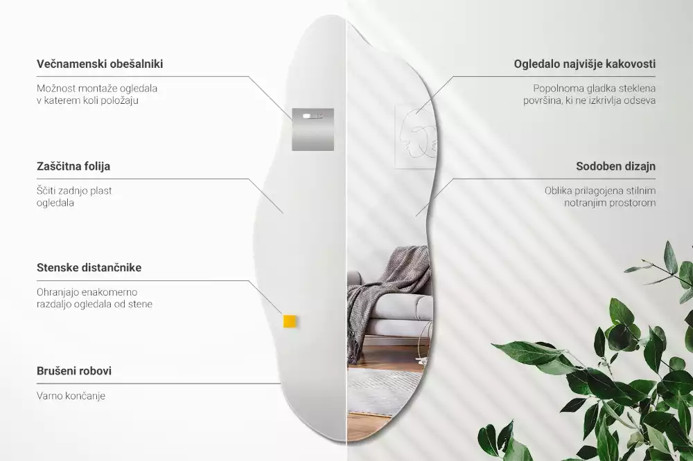 Espelho decorativo orgânico acessório impactante