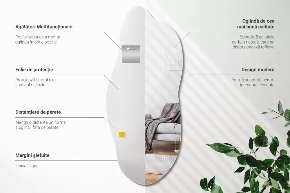 Espelho decorativo orgânico acessório impactante