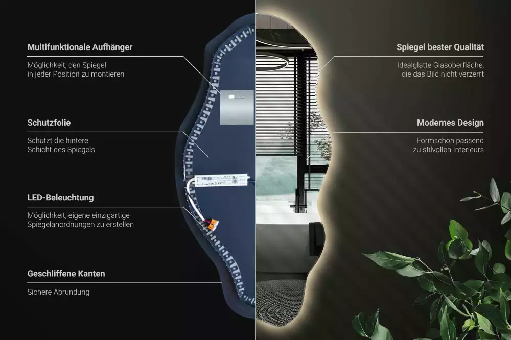 Espelho irregular LED iluminado
