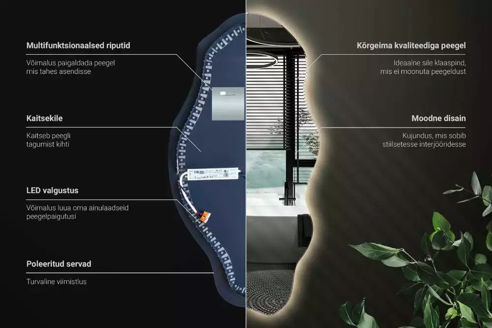 Espelho irregular LED iluminado