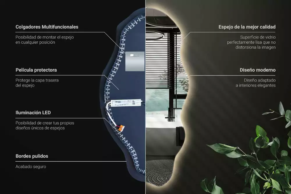 Espelho irregular LED iluminado