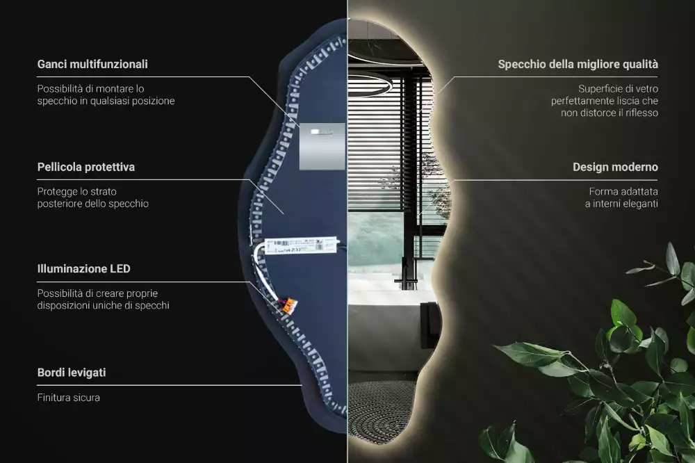 Espelho irregular LED iluminado