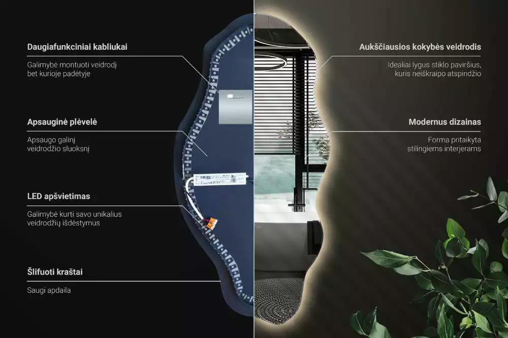 Espelho irregular LED iluminado