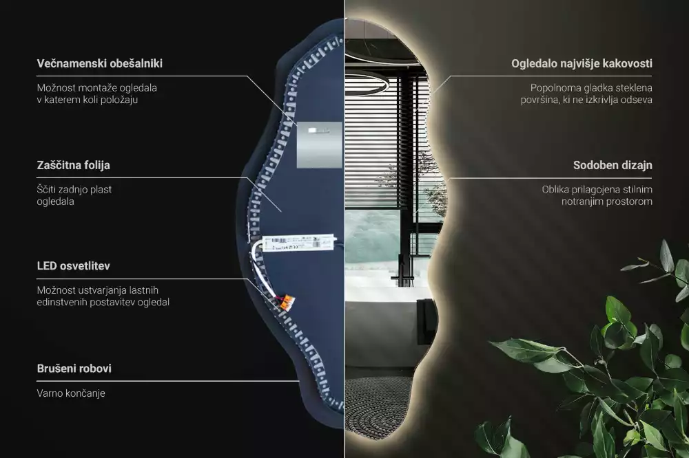 Espelho irregular LED iluminado
