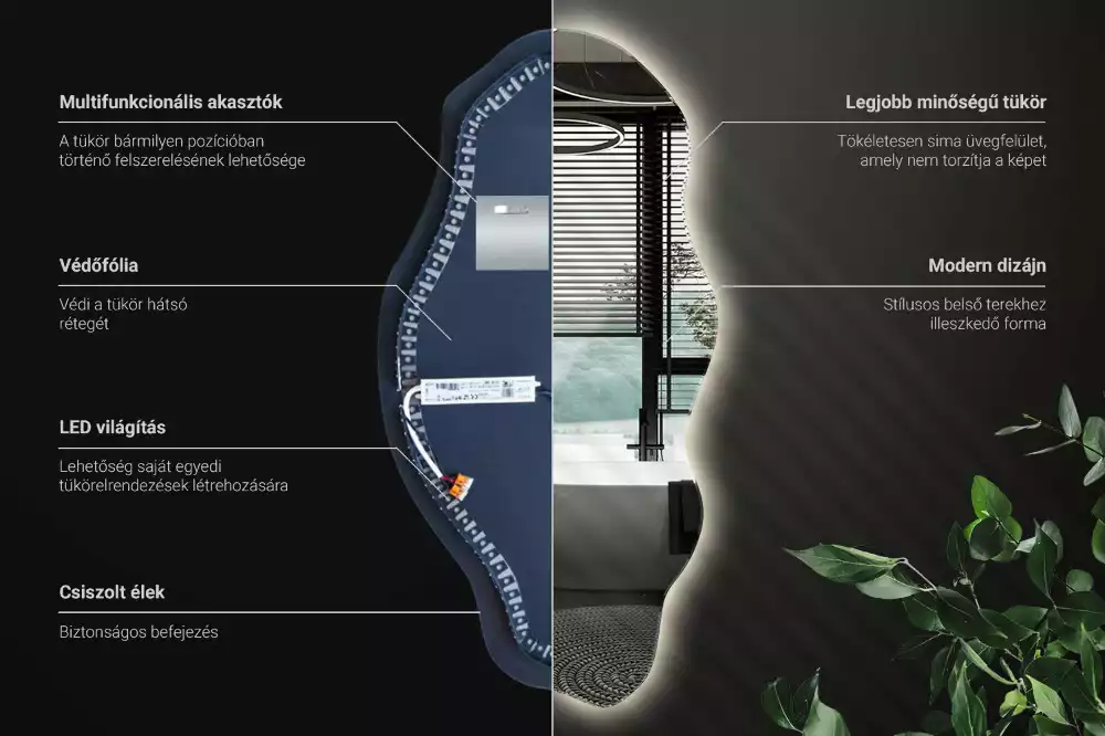Espelho irregular LED iluminado