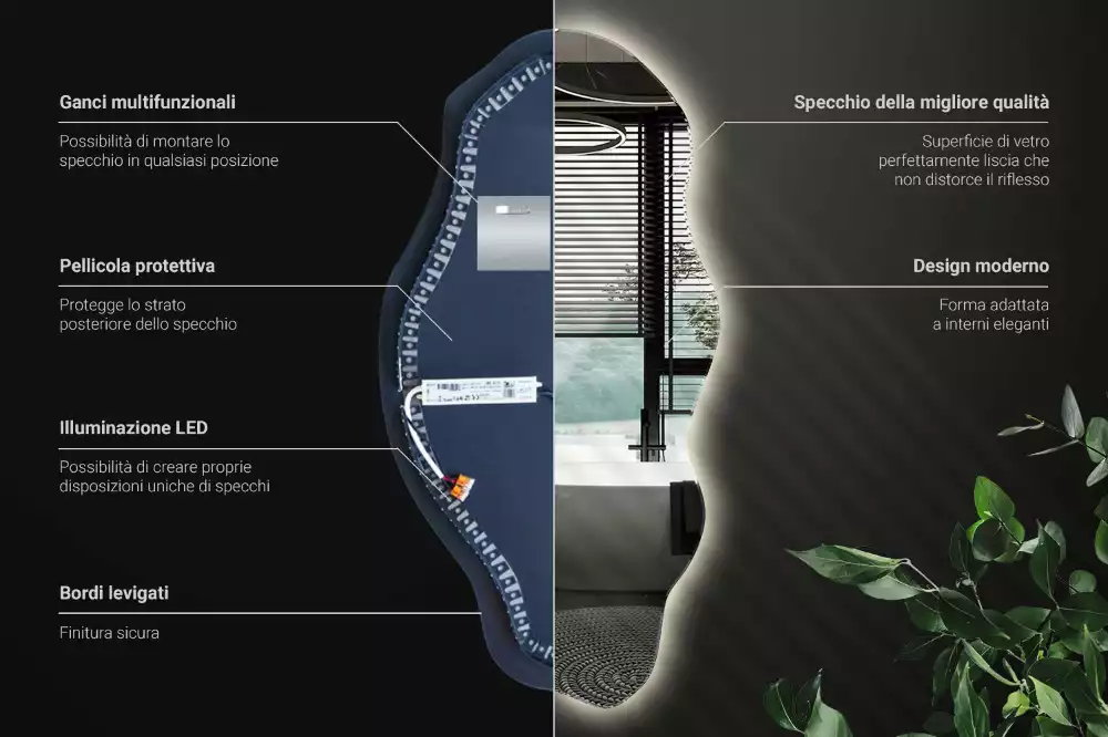 Espelho irregular LED iluminado