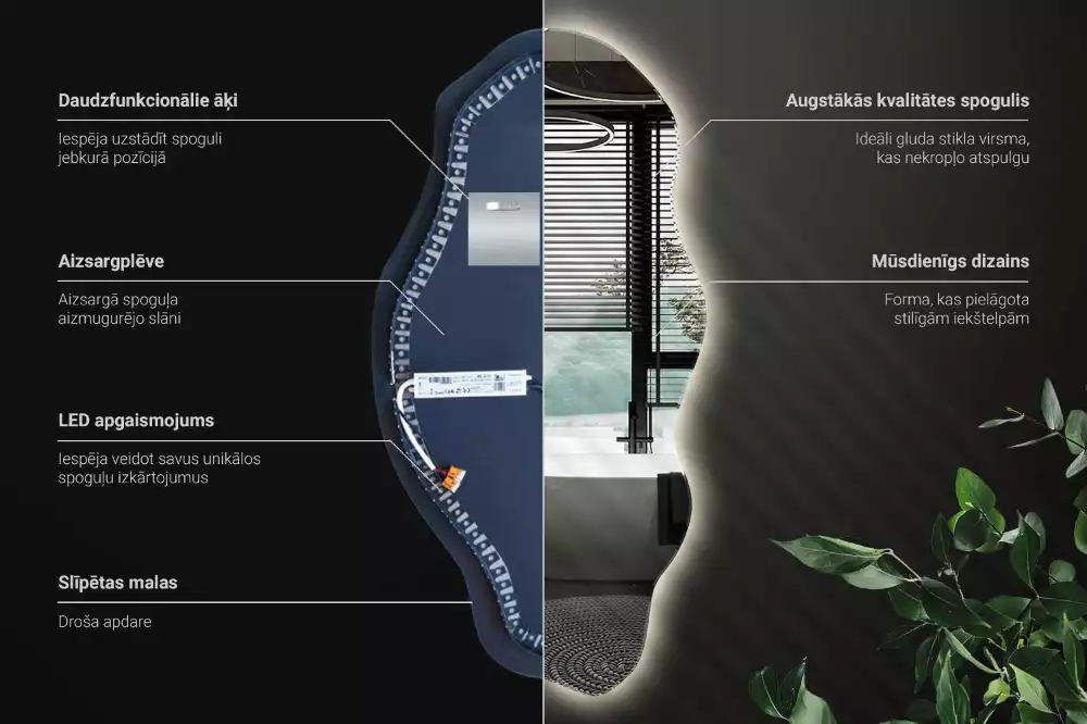 Espelho irregular LED iluminado