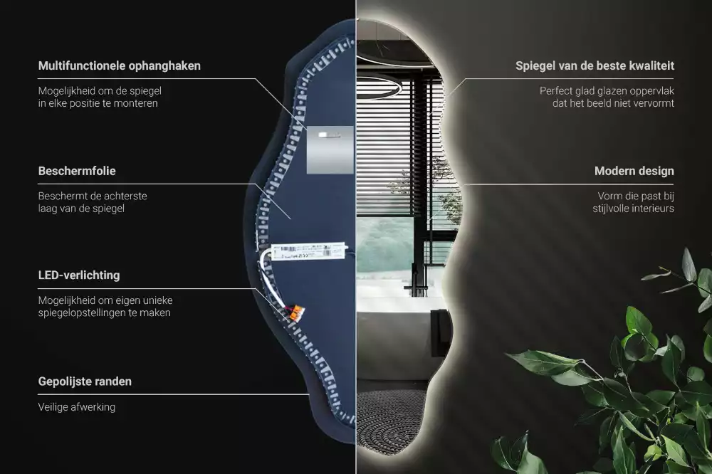 Espelho irregular LED iluminado