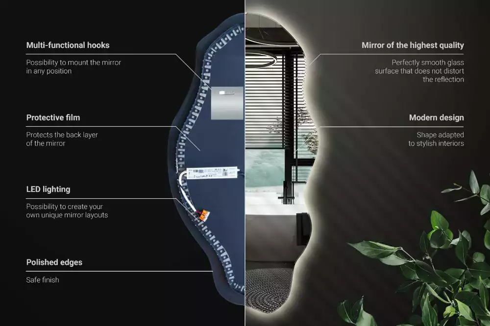 Espelho irregular LED iluminado