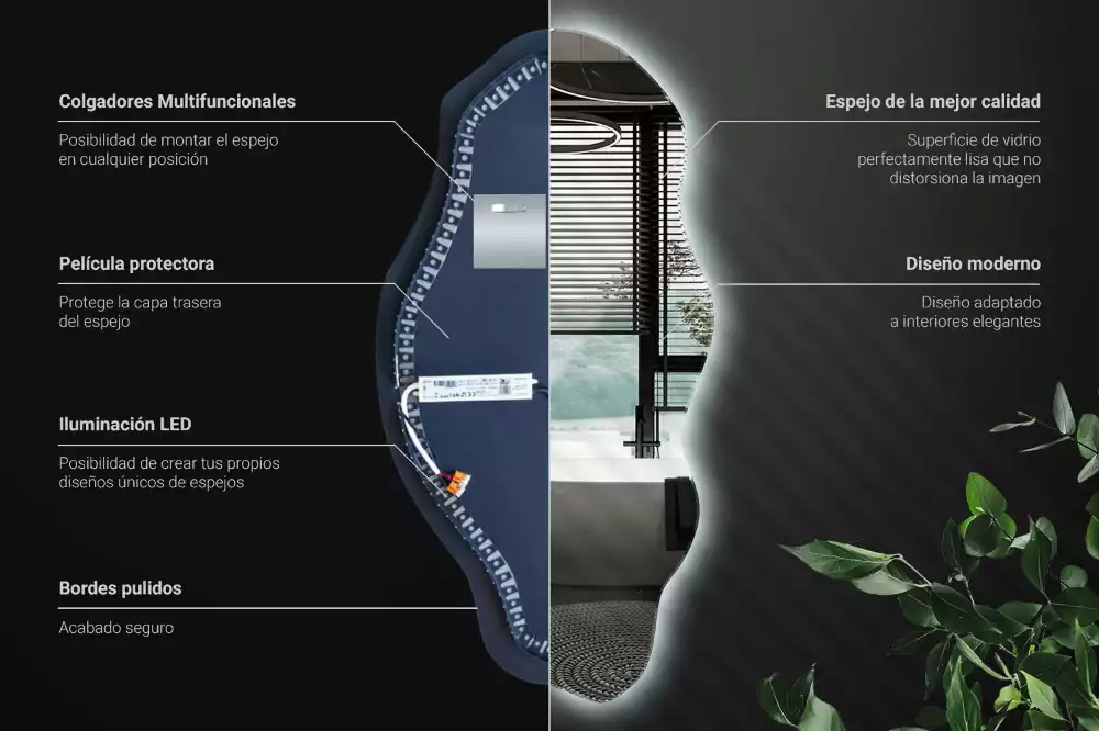 Espelho irregular LED iluminado