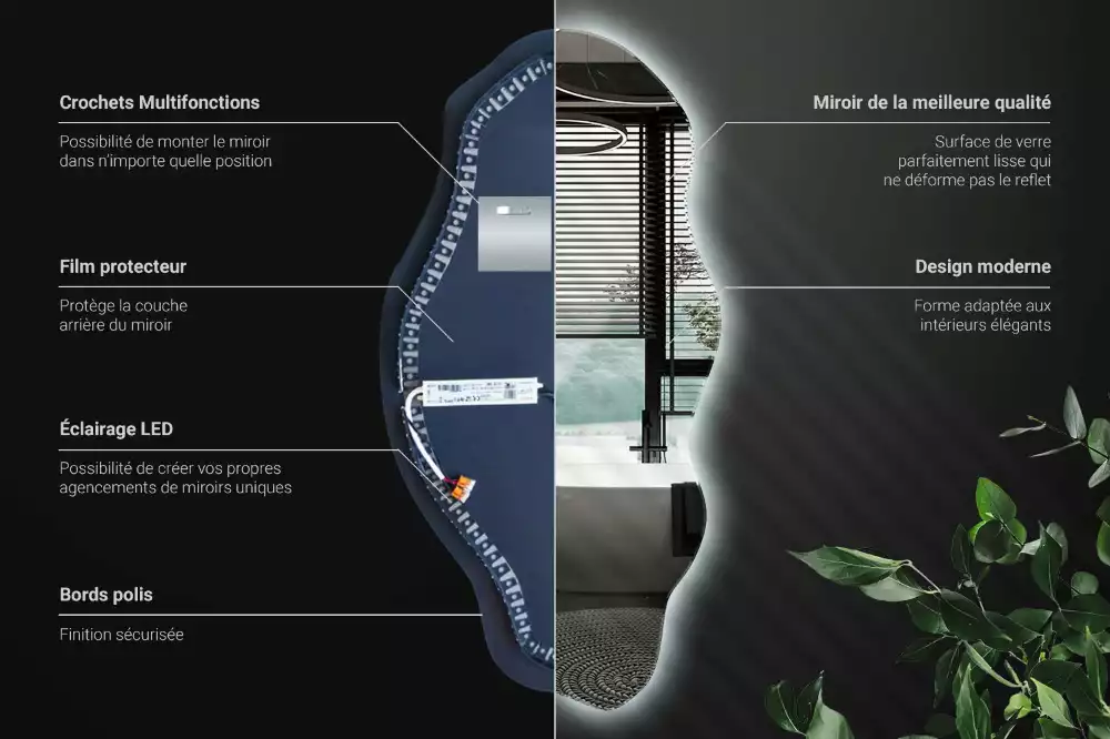 Espelho irregular LED iluminado