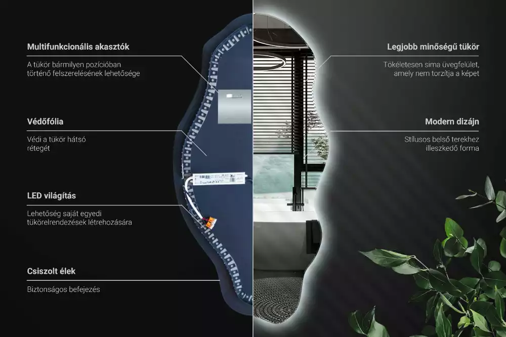 Espelho irregular LED iluminado