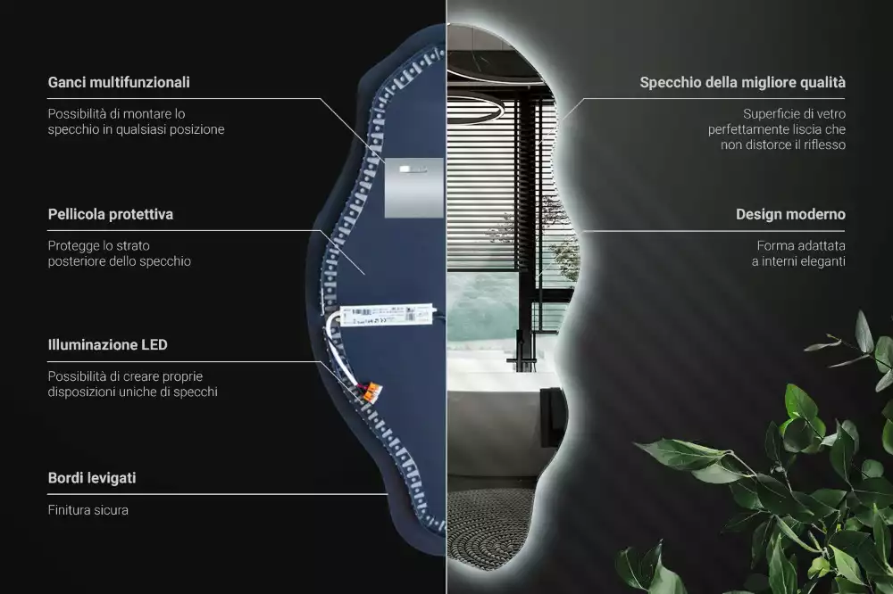 Espelho irregular LED iluminado