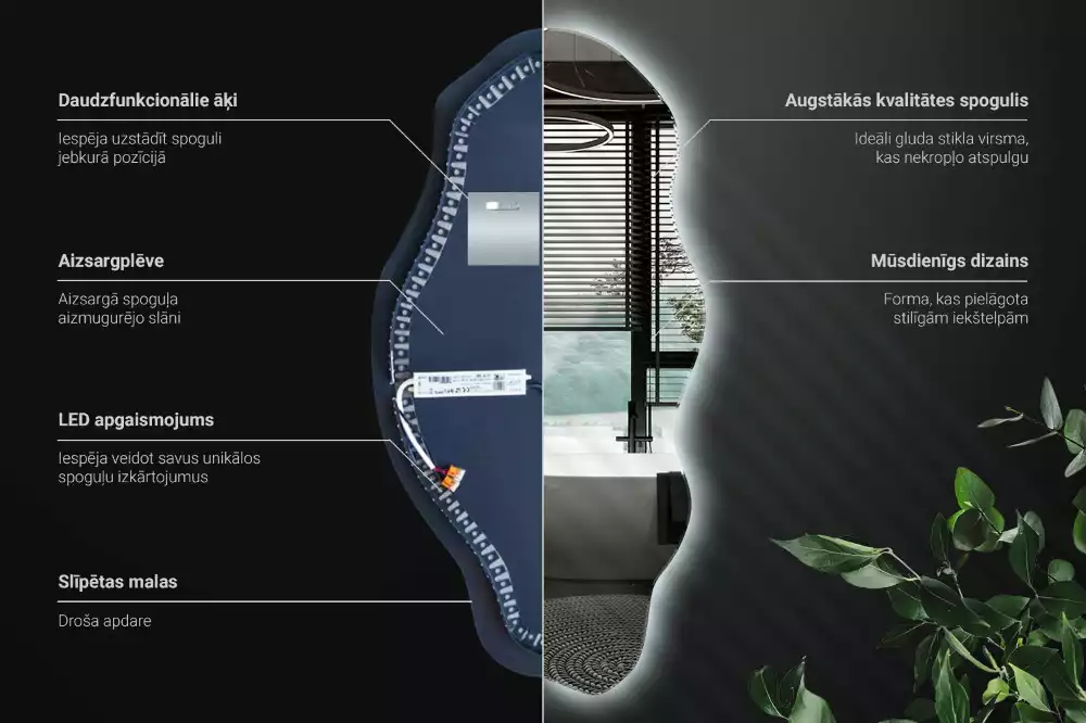 Espelho irregular LED iluminado