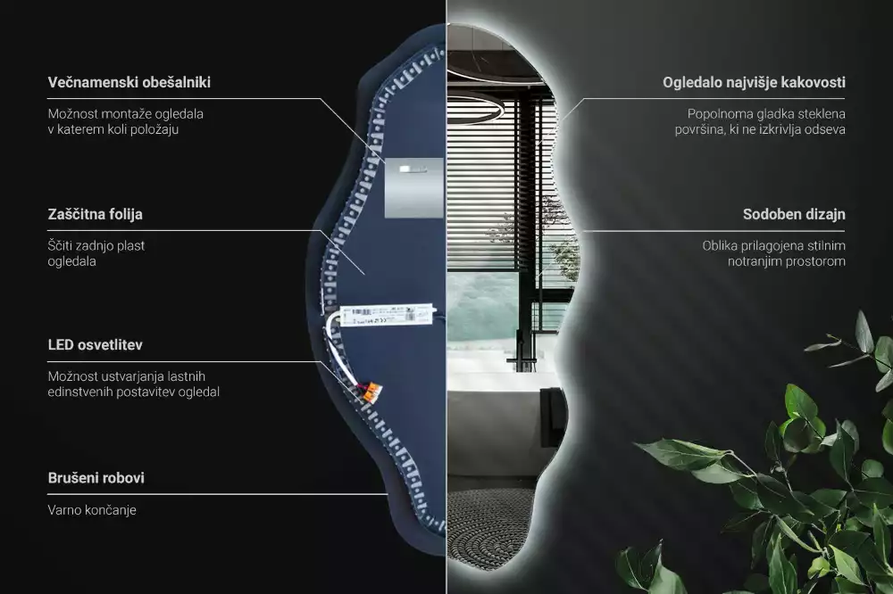 Espelho irregular LED iluminado