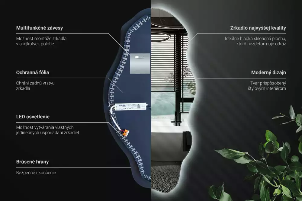 Espelho irregular LED iluminado