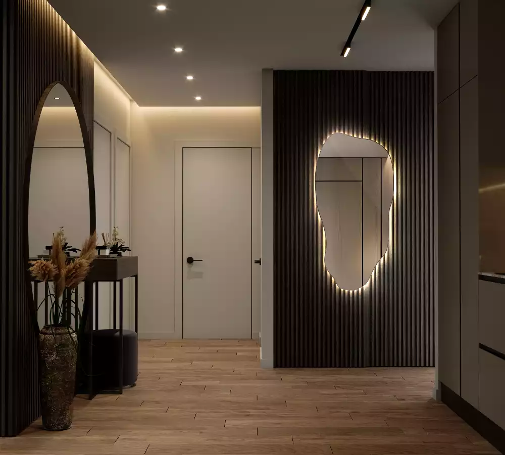 Espelho orgânico com led estiloso