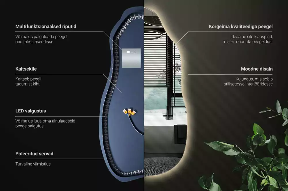 Espelho orgânico com led estiloso
