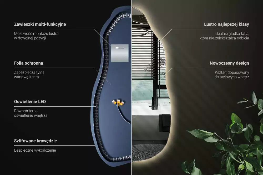 Espelho orgânico com led estiloso