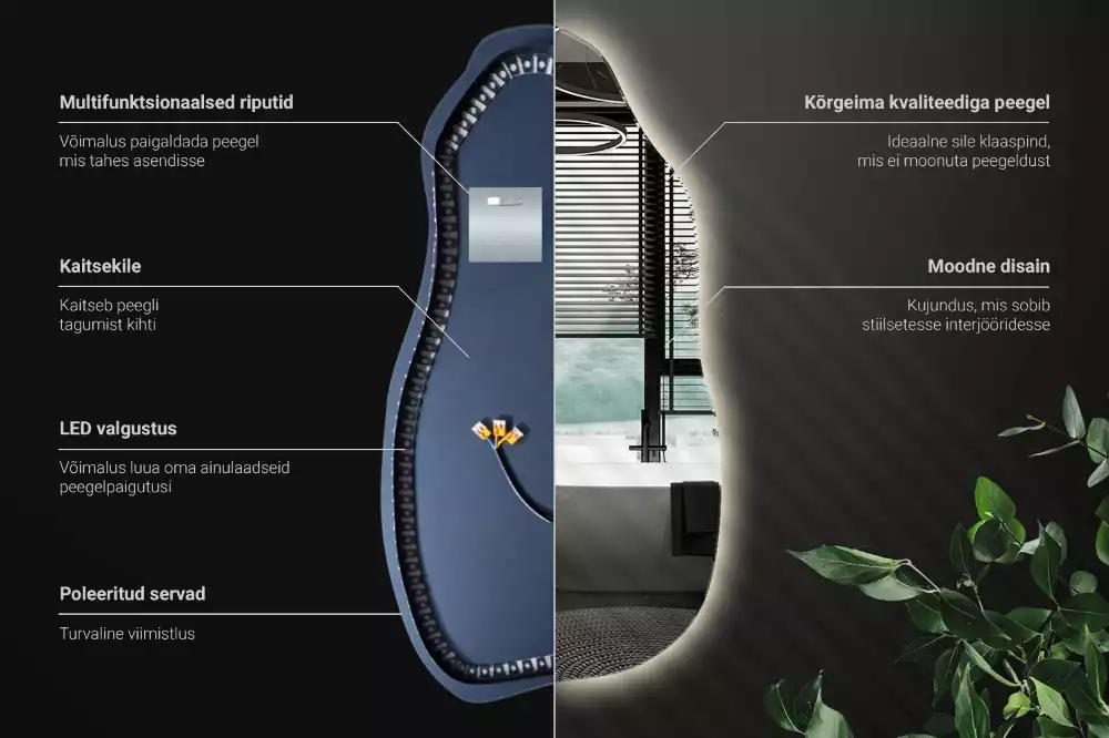 Espelho orgânico com led estiloso