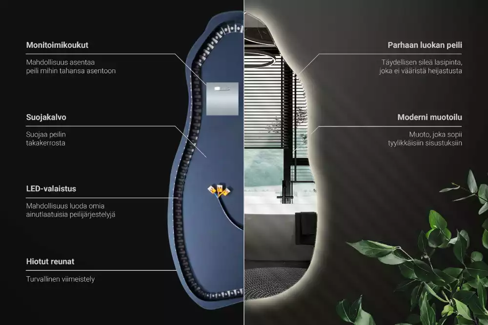 Espelho orgânico com led estiloso