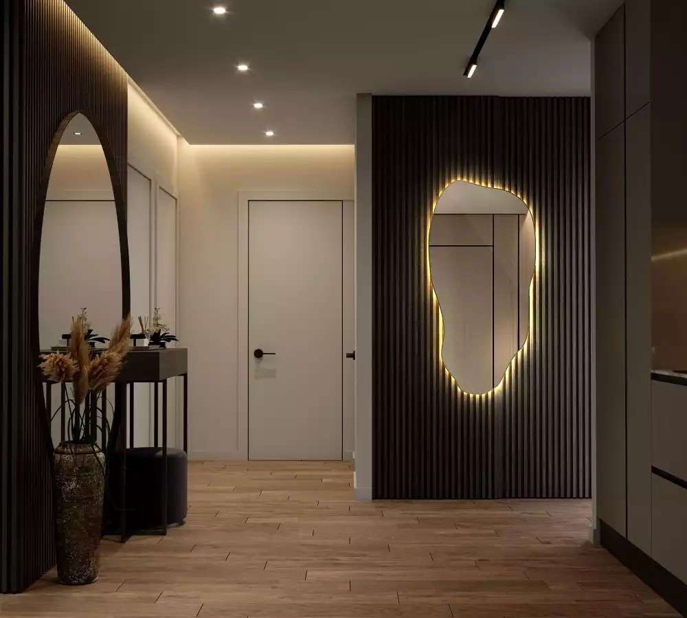 Espelho orgânico com led estiloso