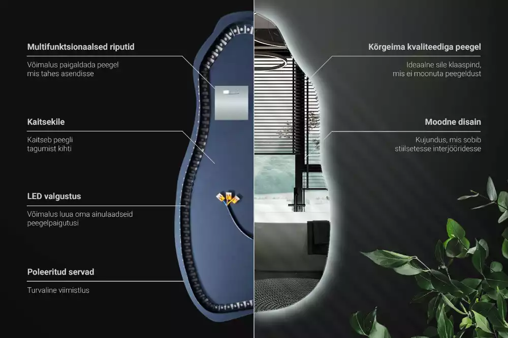 Espelho orgânico com led estiloso