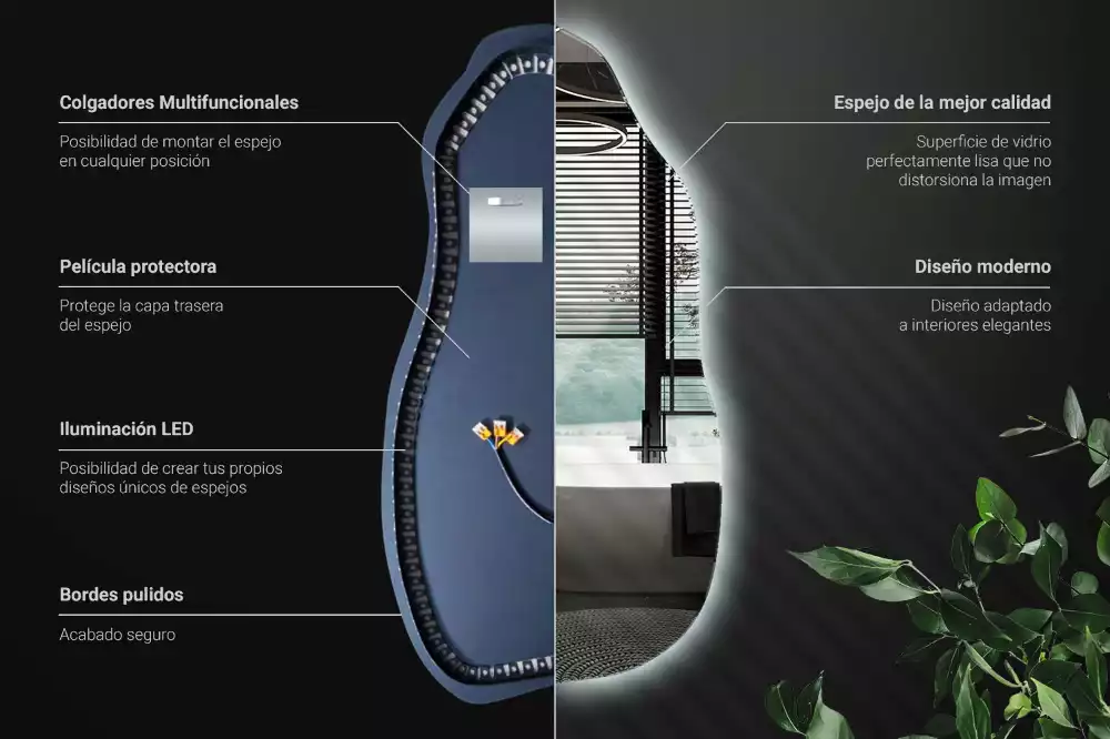 Espelho orgânico com led estiloso