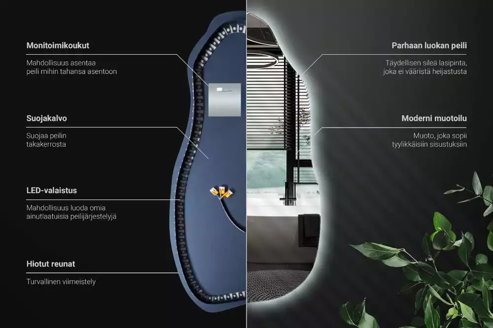 Espelho orgânico com led estiloso