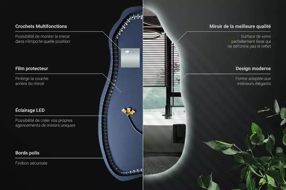 Espelho orgânico com led estiloso