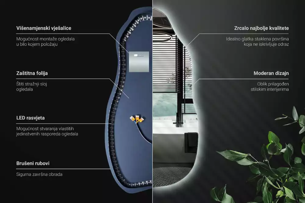Espelho orgânico com led estiloso