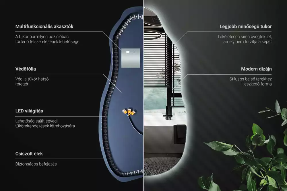 Espelho orgânico com led estiloso