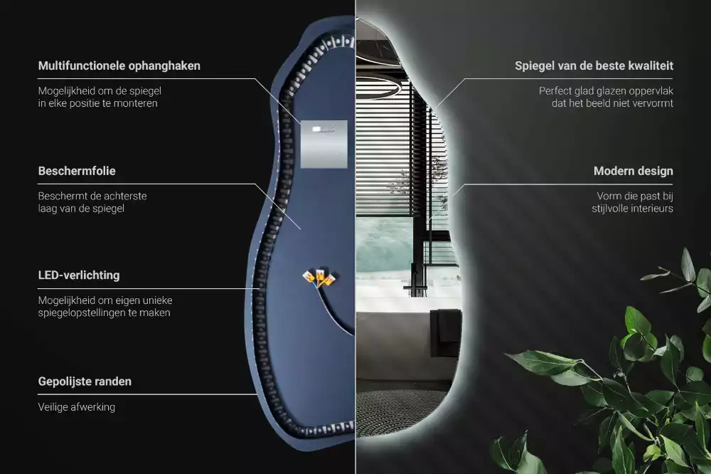 Espelho orgânico com led estiloso